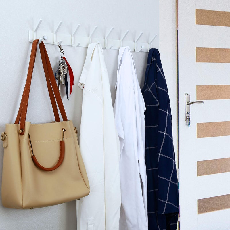 WEBI Coat Rack Wall Mount,8 Hooks,24" Long Coat Hooks Wall Mounted,Coat Hanger Wall,Hook Rack,Jacket Hooks for Hanging Coats,Hat,Clothes,White,2 Packs - Image 3